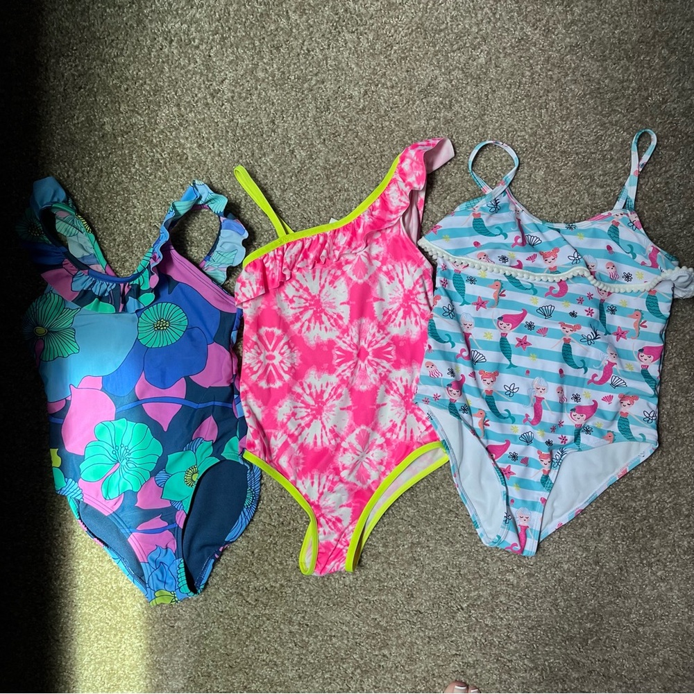 GAP Kids + Amazon One Piece Swimsuit Set - Blue, Pink, Teal